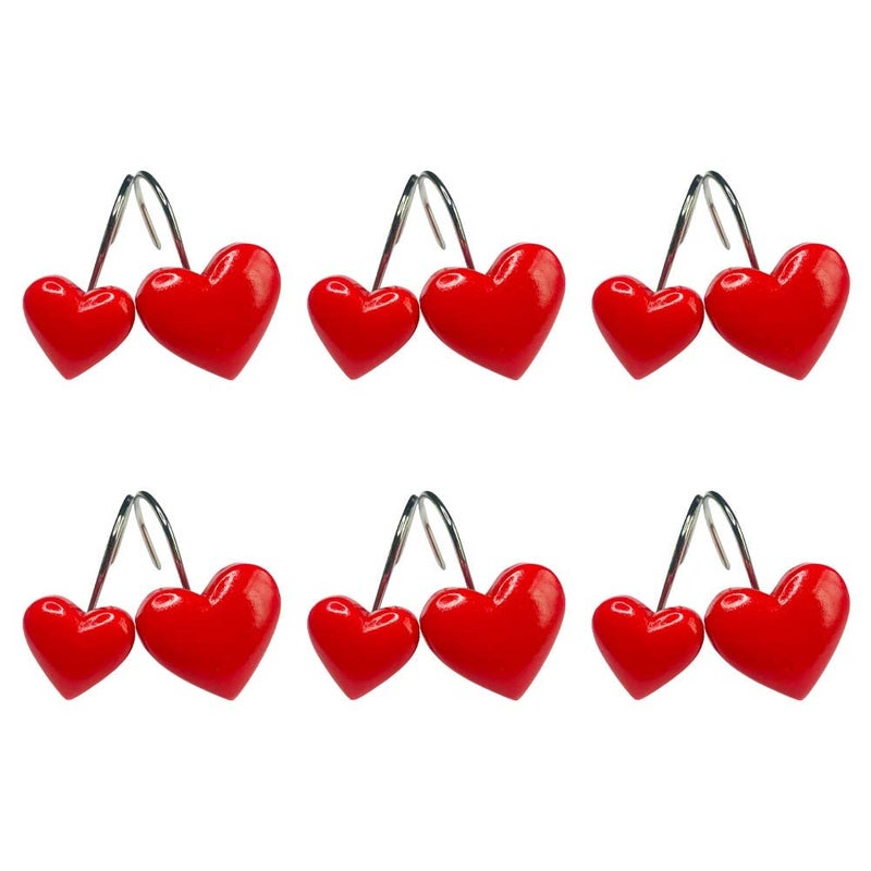 Twofishes Valentine Gift Lovely Heart-shaped Shower Curtain Hooks S/12 Anti Rust Heart Shower Curtain Hooks Pack of 12 Decorative Heart Resin Shower Curtain Rings Set of 12 - Image 3